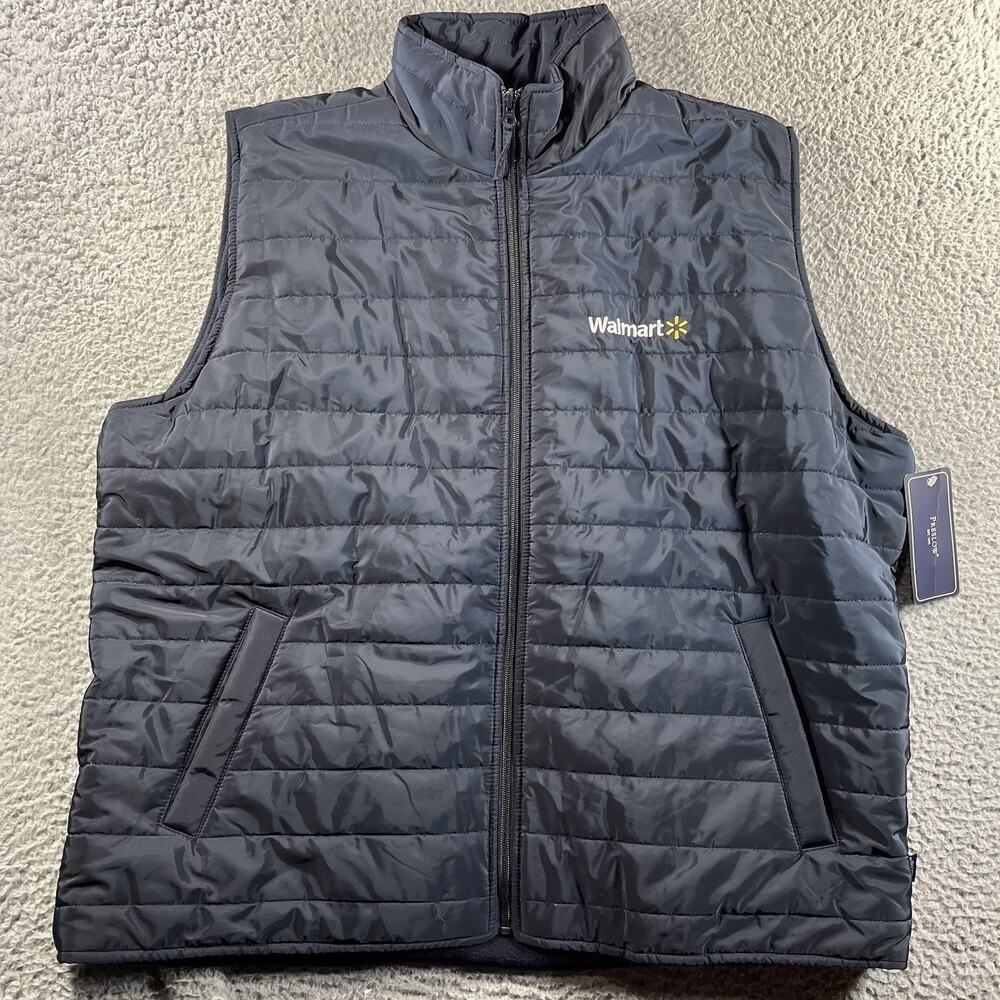 Walmart Employee Uniform Puffer Vest 2X Navy Blue Preslow Fleece Lined New Tags